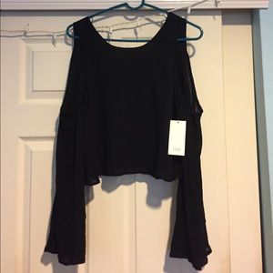 NWT black cold shoulder top