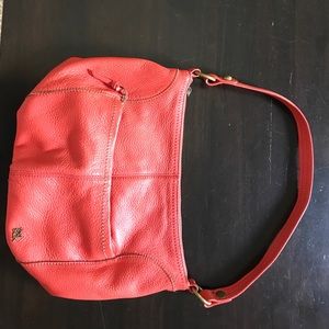 Orange leather hobo style purse
