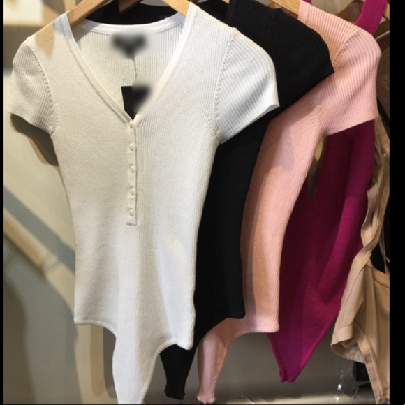 Black Button Up short sleeve Bodysuit - Picture 4 of 5