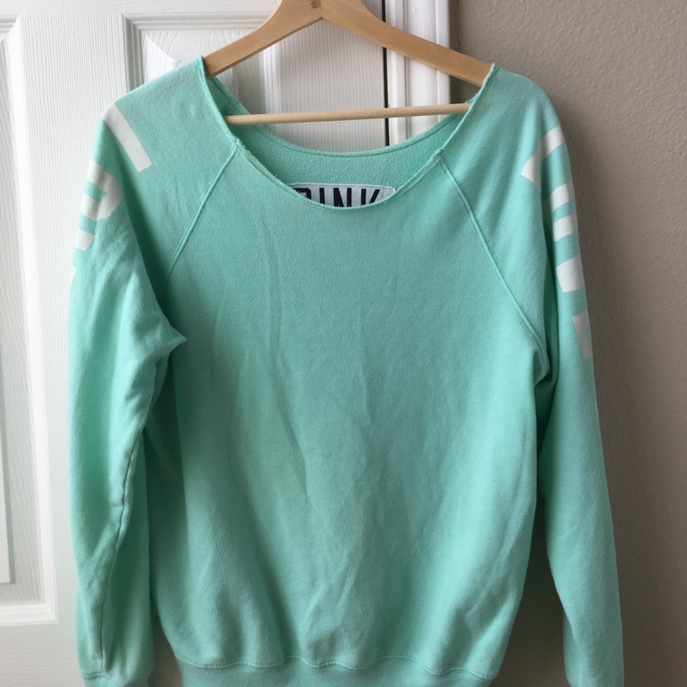 PINK mint green crew neck sweater