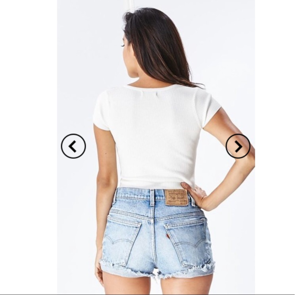 SOLD OUT-  White Button Up Bodysuit - Picture 2 of 4