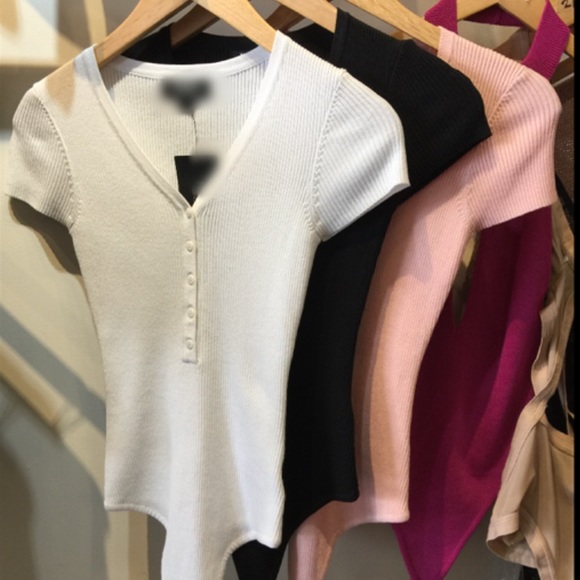 SOLD OUT- White Button Up Bodysuit - Picture 4 of 4