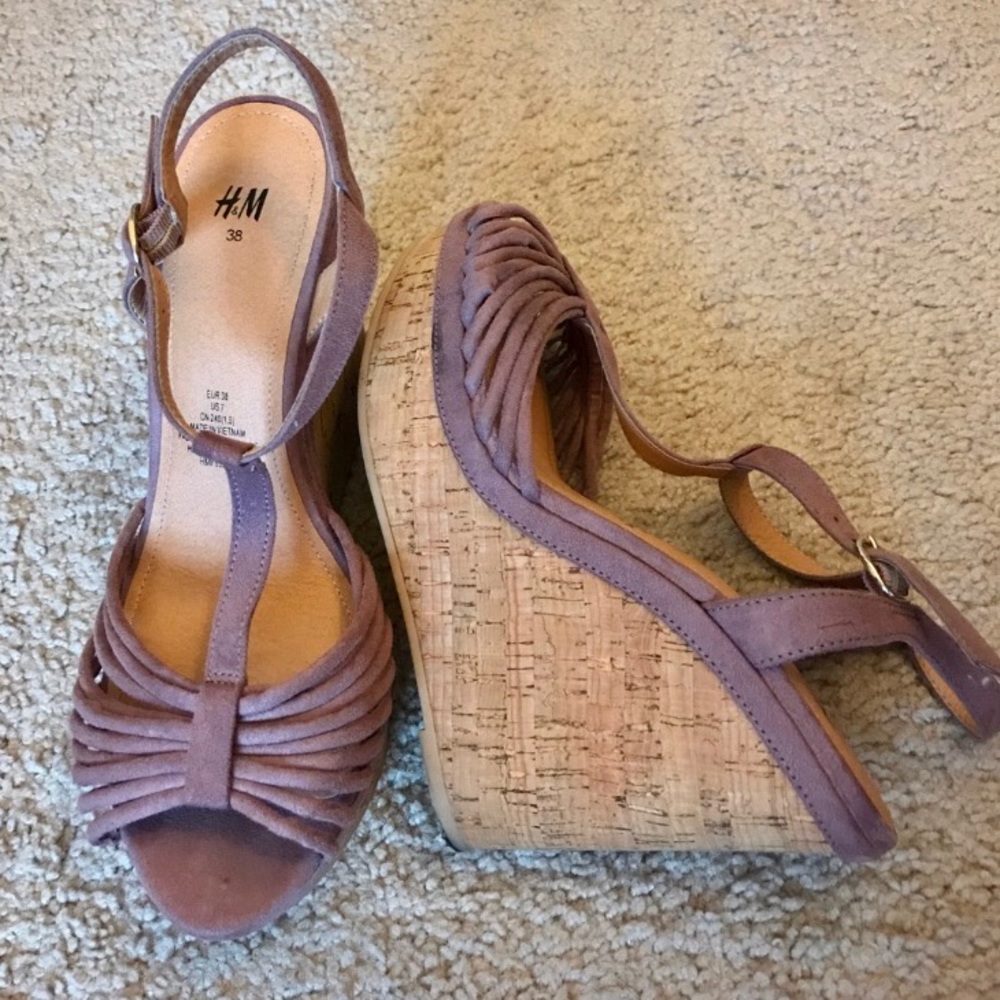 H&M wedge heels lavender size 38 = 7/7.5
