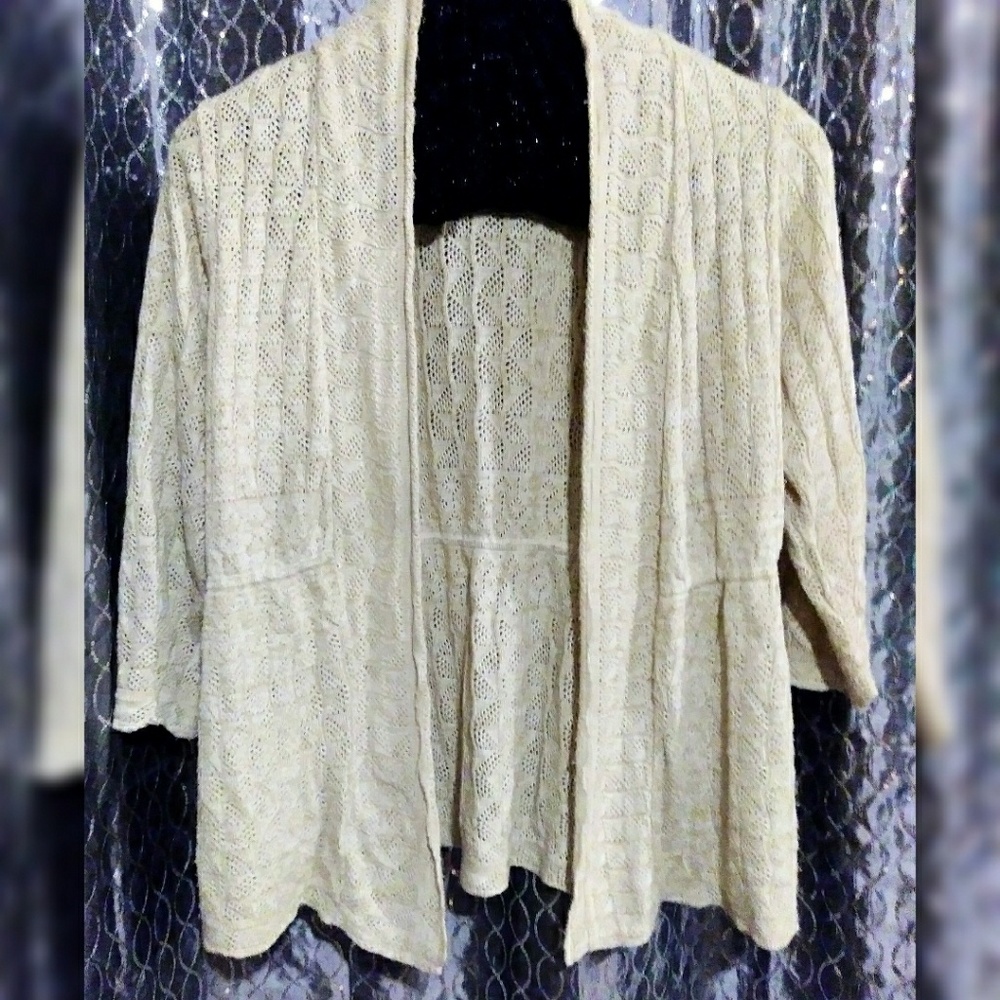 Kim Rogers cream cutout cardigan Medium