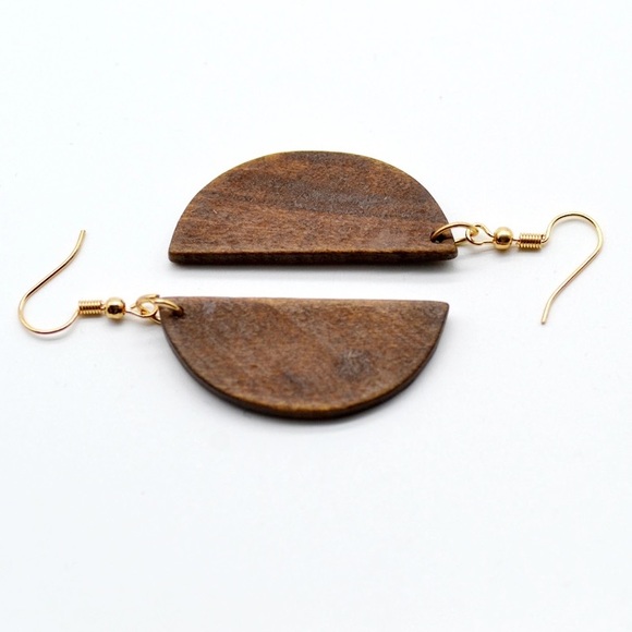 LAST Pair✨ Semi Circle Chic Wood Earrings - Picture 2 of 4