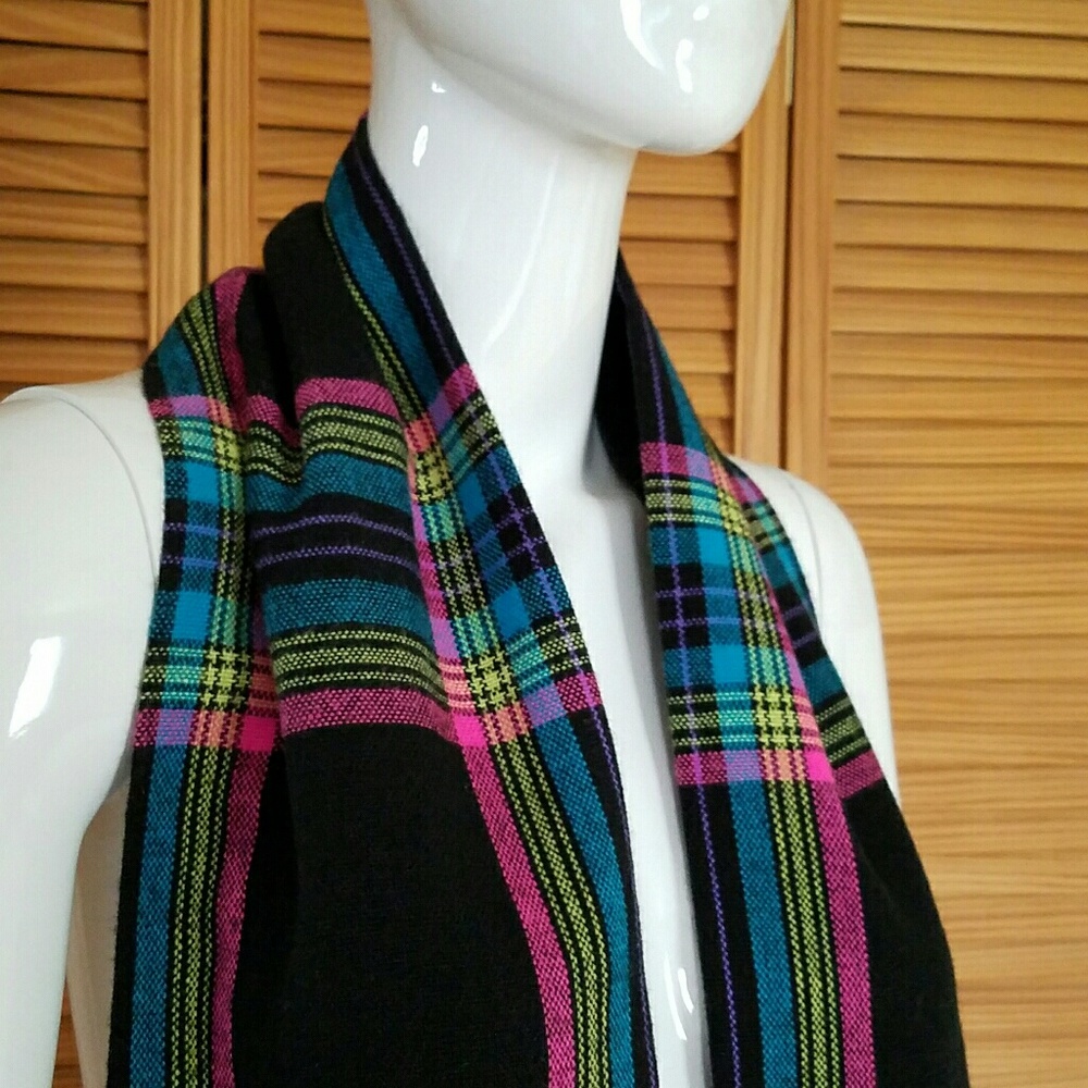 Zumiez Black and Neon Plaid Scarf