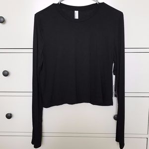 American Apparel Black Long Sleeve Crop Top