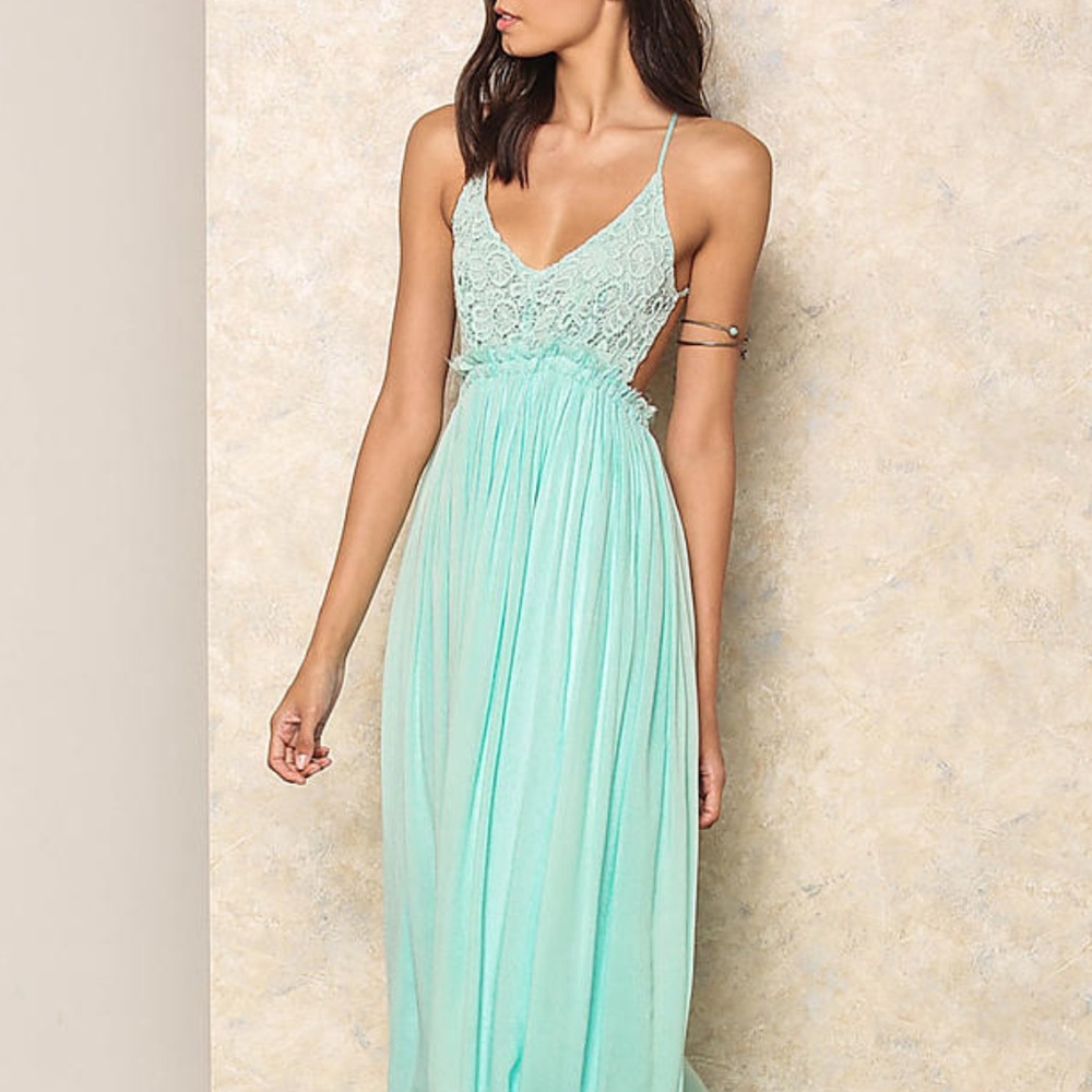 Mint backless dress