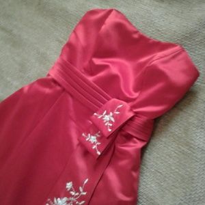 Alfred Angelo Satin Red Strapless Formal size 12