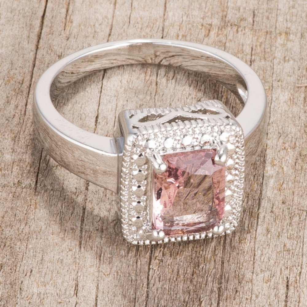 pretty pink cz engagement ring