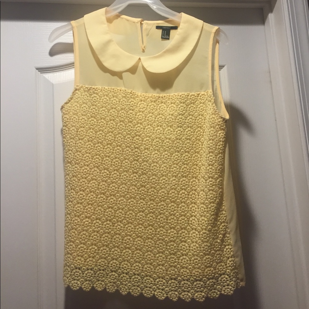 Yellow Collared Sleeveless Shirt w/ see thru back