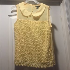 Yellow Collared Sleeveless Shirt w/ see thru back