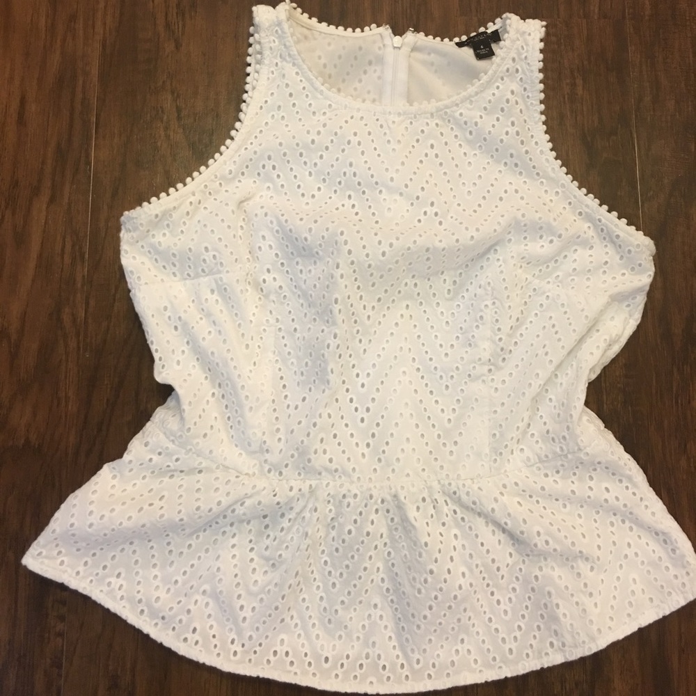 Ann Taylor Eyelet Peplum Top