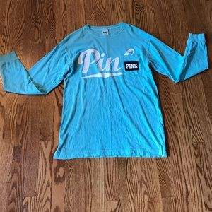 PINK Teal Long Sleeve Tee