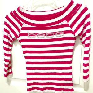BEBE striped mid sleeve top