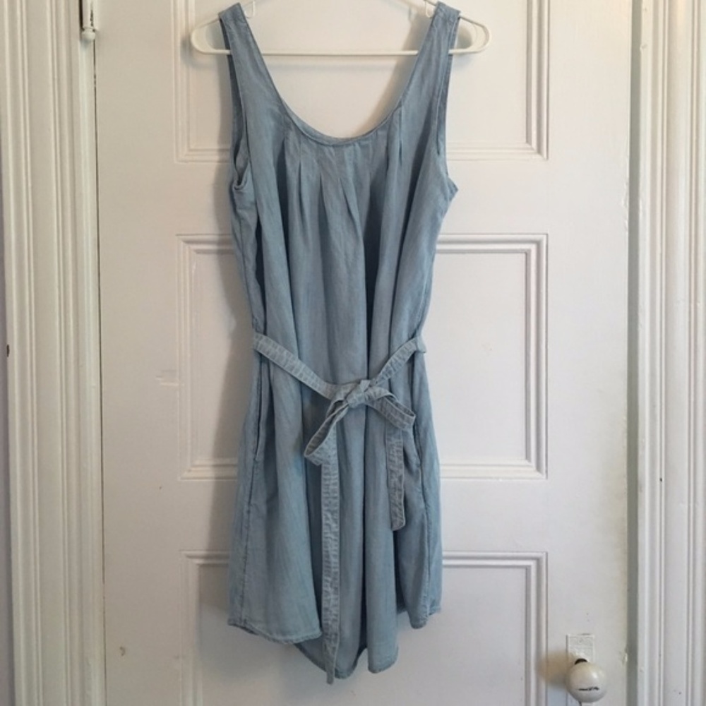 Chambray pleated dress