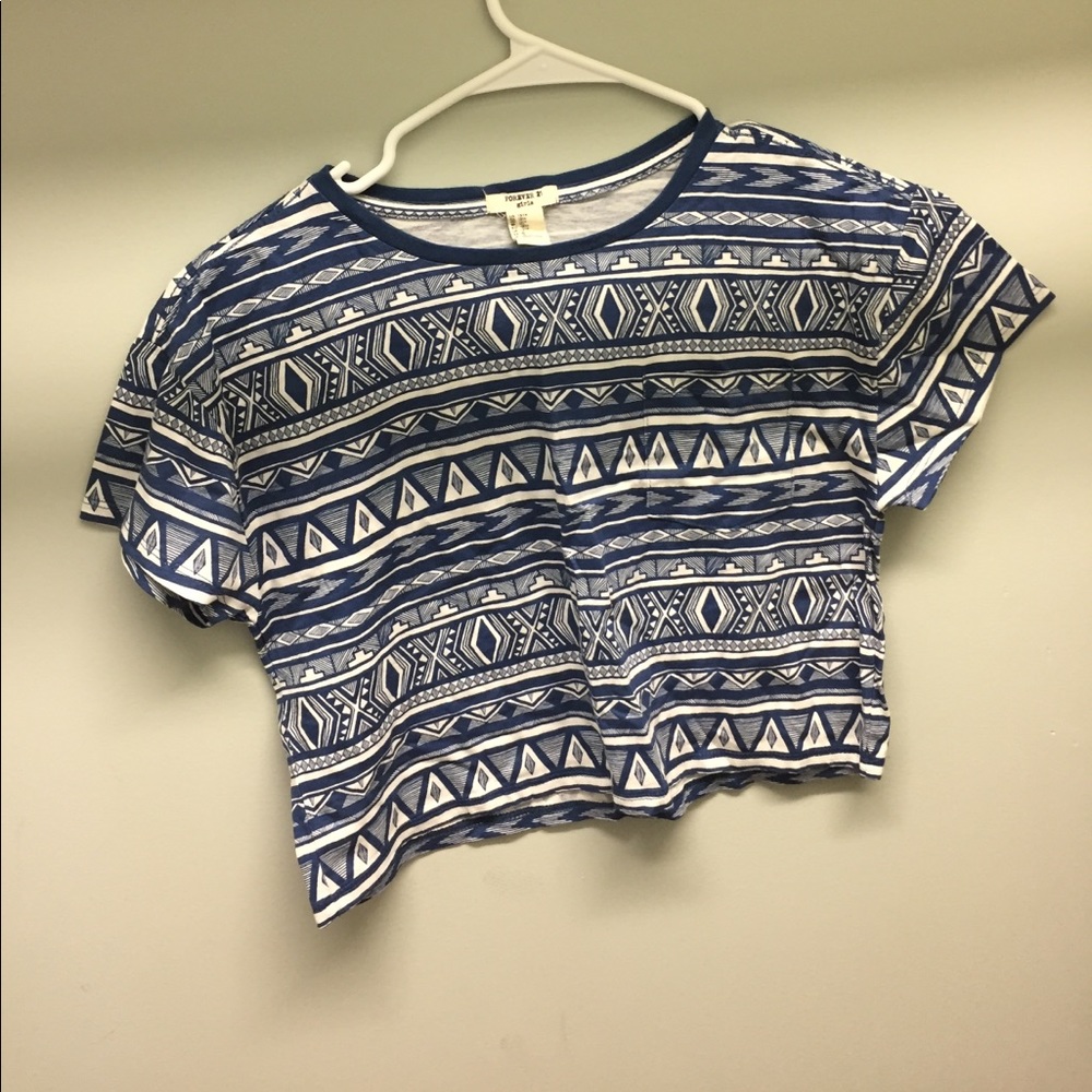 Tribal Print Blue and White Top