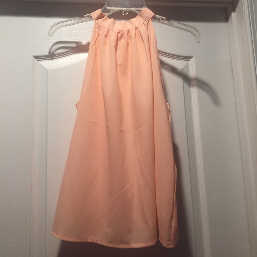 Coral backless chiffon tank