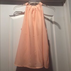 Coral backless chiffon tank