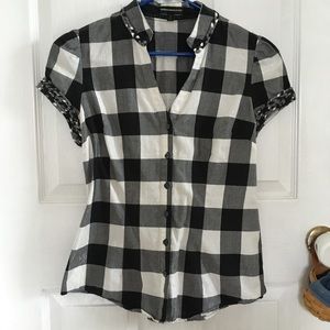 Express button down plaid blouse