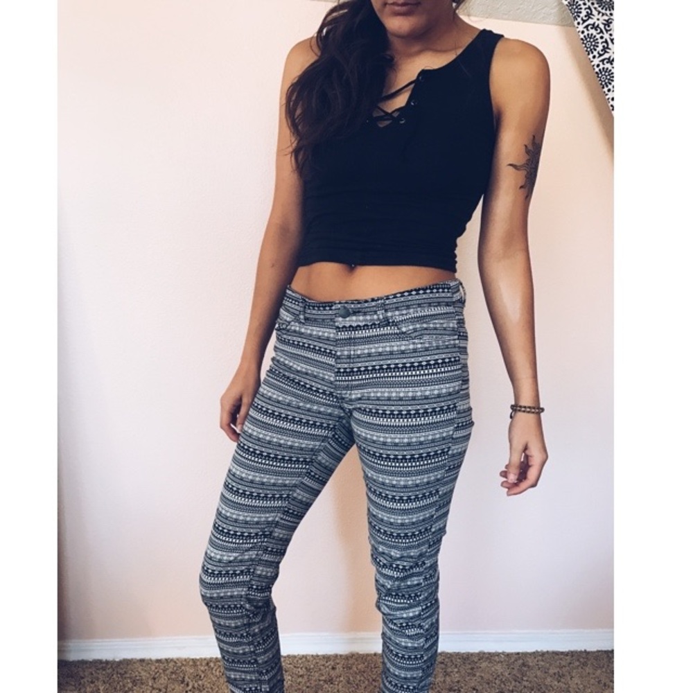 Black and white pattern jeans