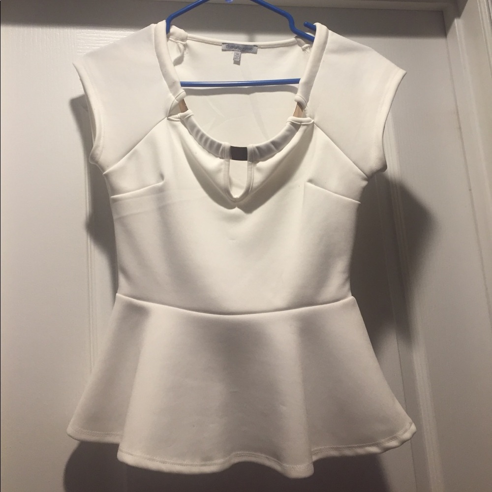 White Peplum Top