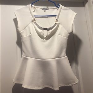 White Peplum Top