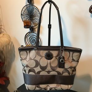 Coach Classic Canvas Brown Stripe Bag