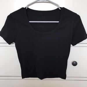 American Apparel Black Baby Rib Crop Top