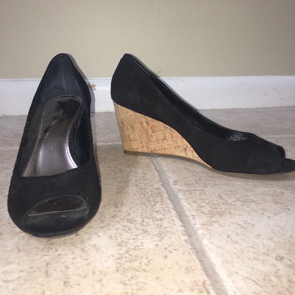 Alfani Suede & Cork Peep Toe Wedges
