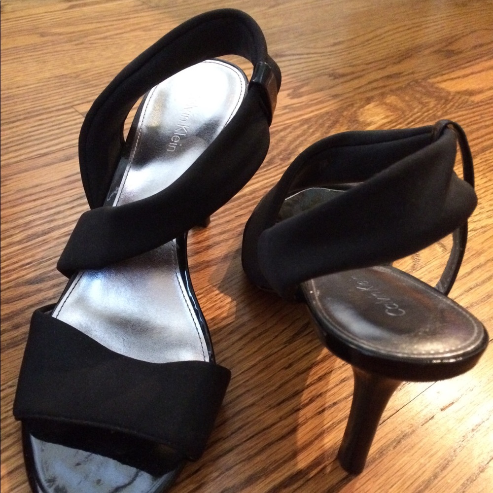 Calvin Klein Katia, black strappy heels size 7.5.