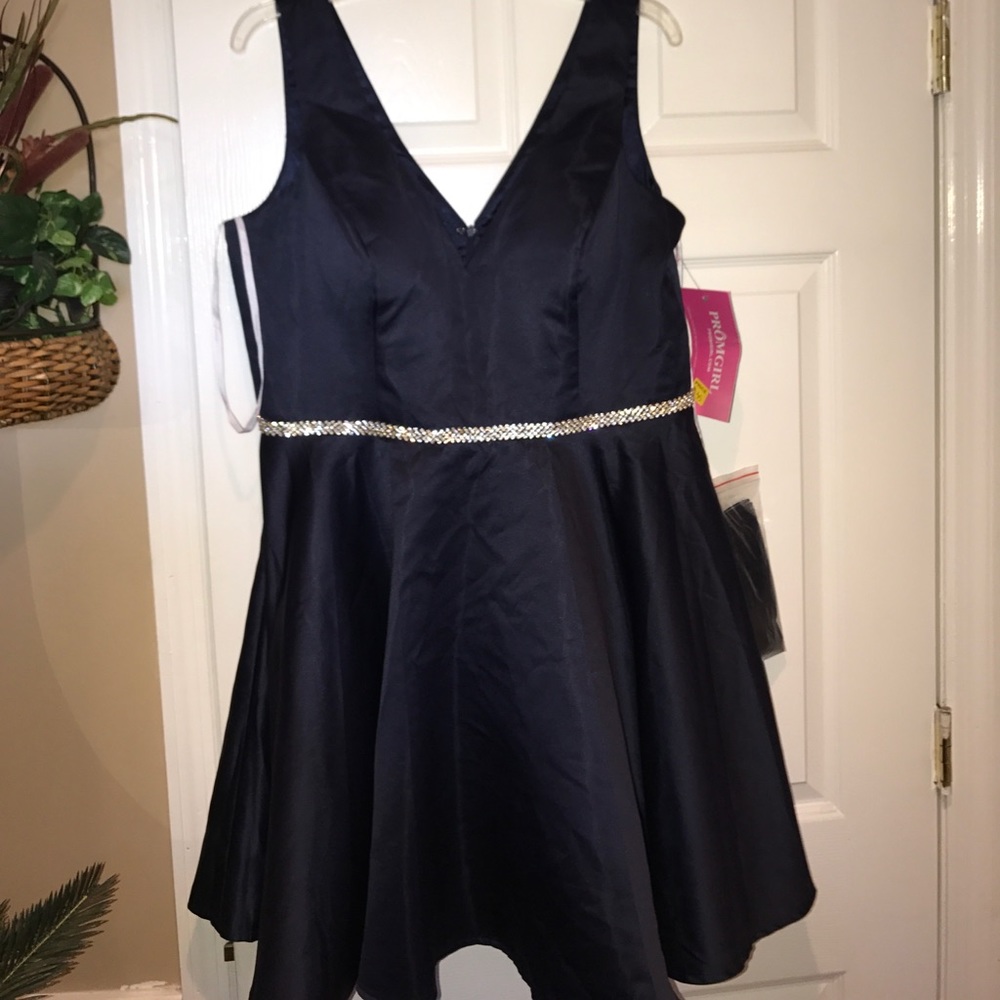 Blue Satin Homecoming Dress