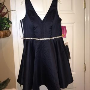 Blue Satin Homecoming Dress
