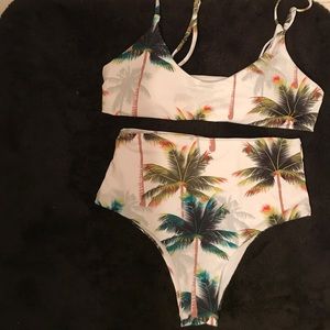 Palm Tree High Waist Bikini Set 🌴