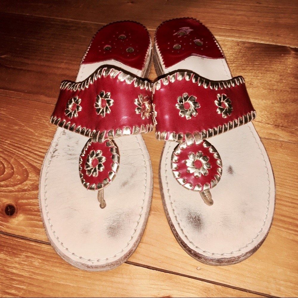 Red and gold jack Rogers