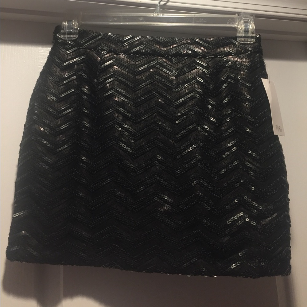 Black Sequined Mini Skirt (Tobi)