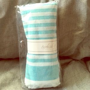 Turkish-T beach towel/wrap - turquoise stripes NIB