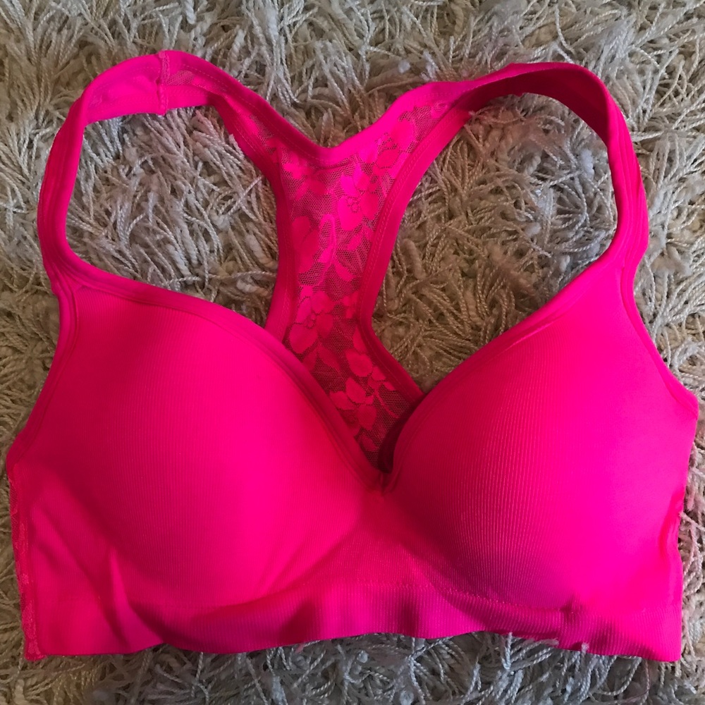 Pink Lace Racerback Bra