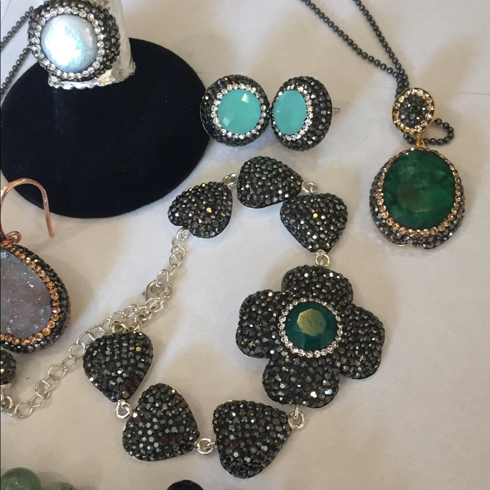 Sterling Silver 925 Emerald Clover Bracelet