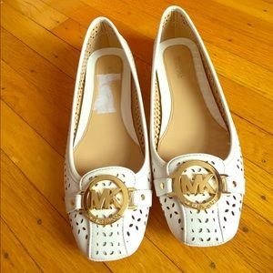 Michael Kors Fulton Moc Leather White Flats