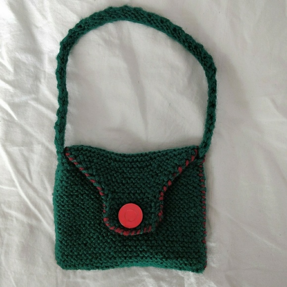 Handmade Dark Green Knit Mini Bag - Picture 1 of 6