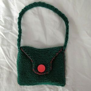 Handmade Dark Green Knit Mini Bag