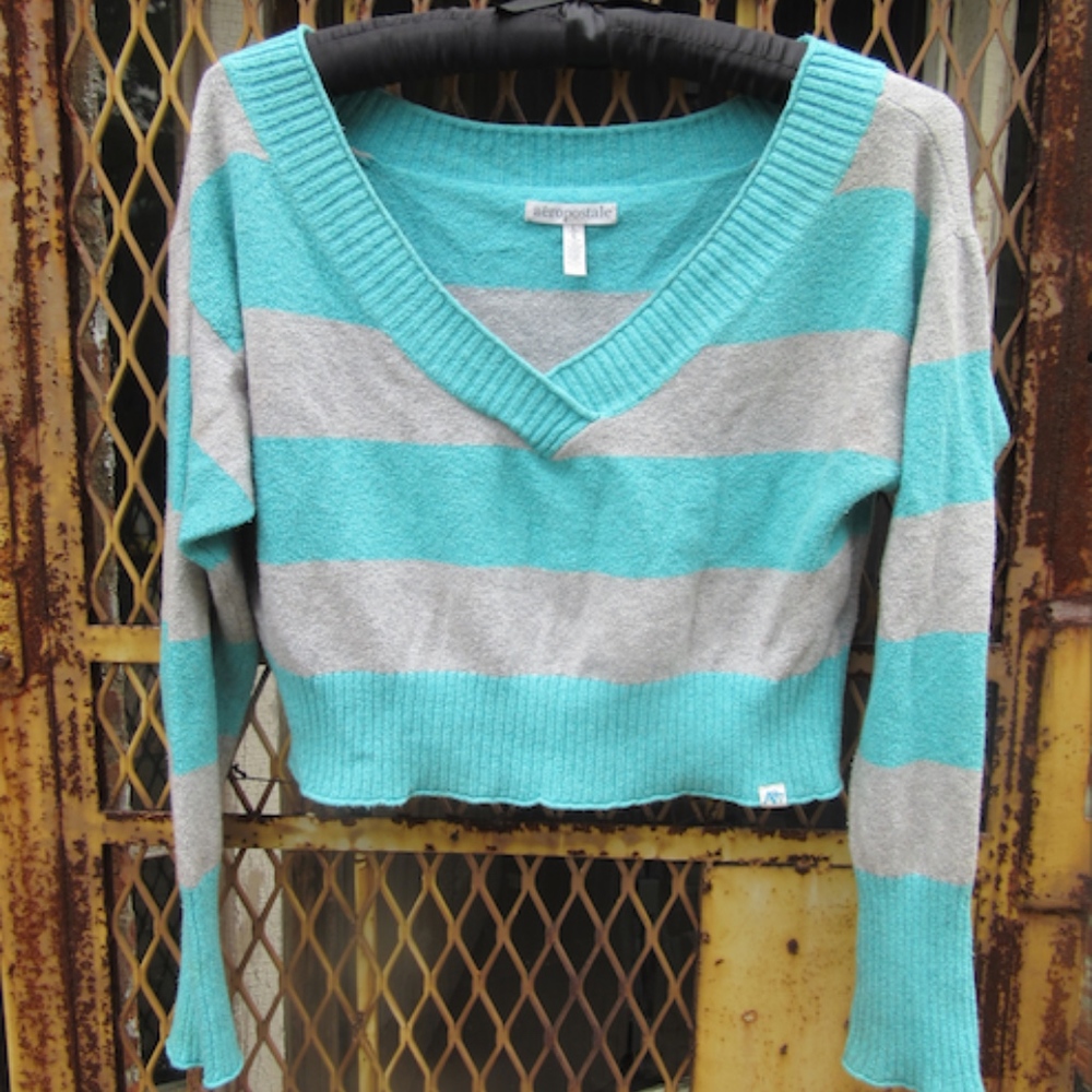 Aeropostale pastel cropped slouchy sweater comfy y2k