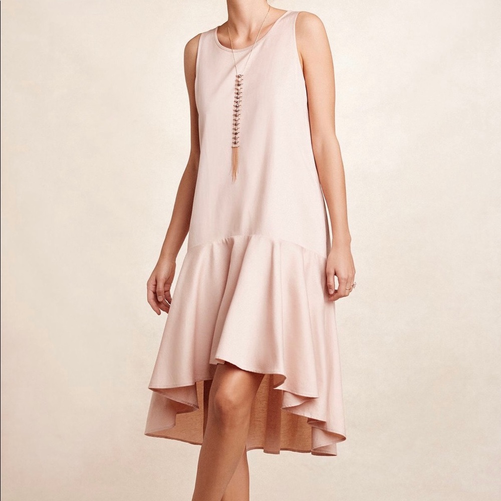 Maeve Camellia dropwaste dress pink Anthropologie