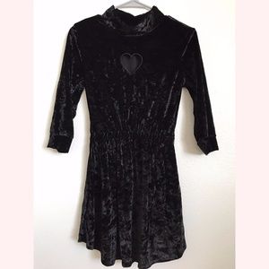 Valfre Black Velvet Dress with Heart Cutout