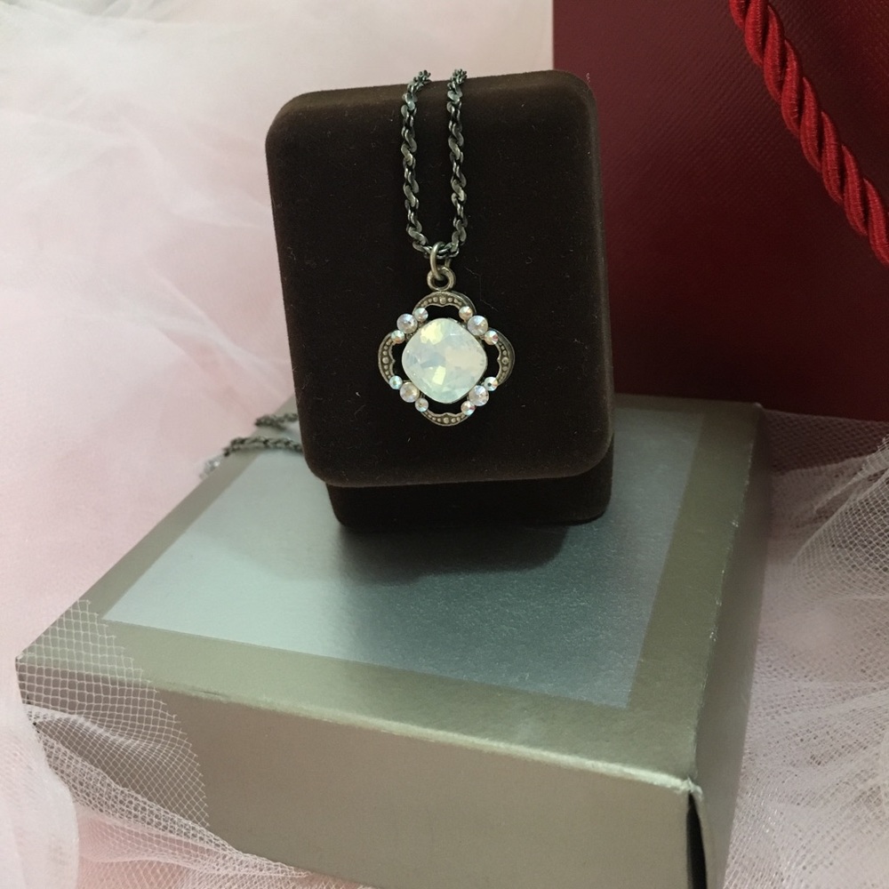 Opal necklace silver chain