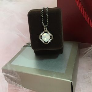 Opal necklace silver chain