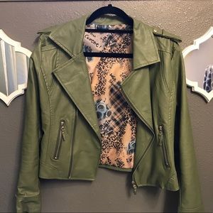 Green vegan leather jacket