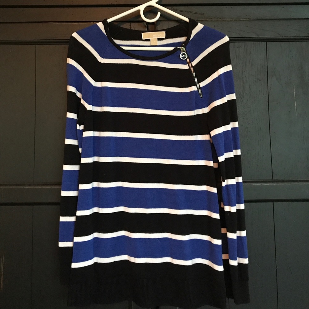 Michael KORS Stripe Sweater w/ Zipper *NEVER WORN*