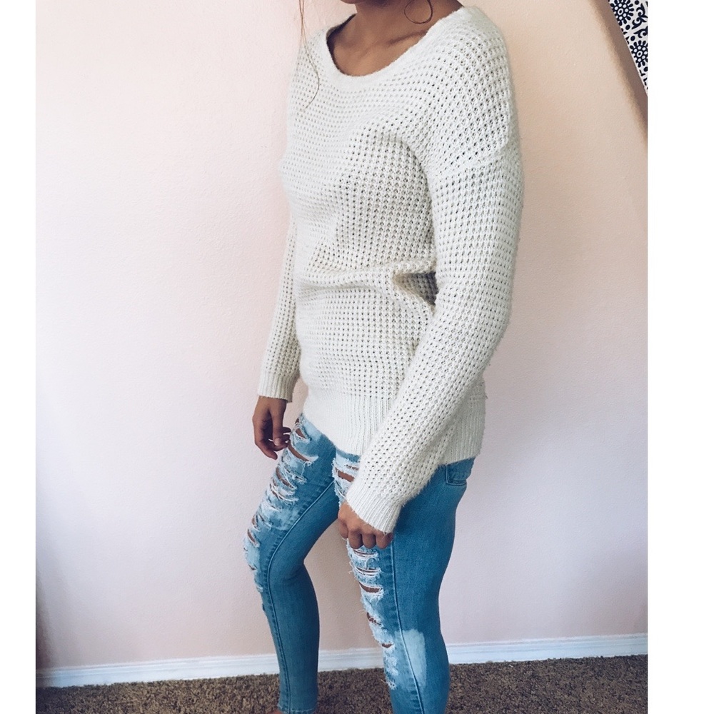 Knit white sweater